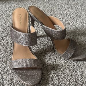 Express Women's Shimmering Silver Heels